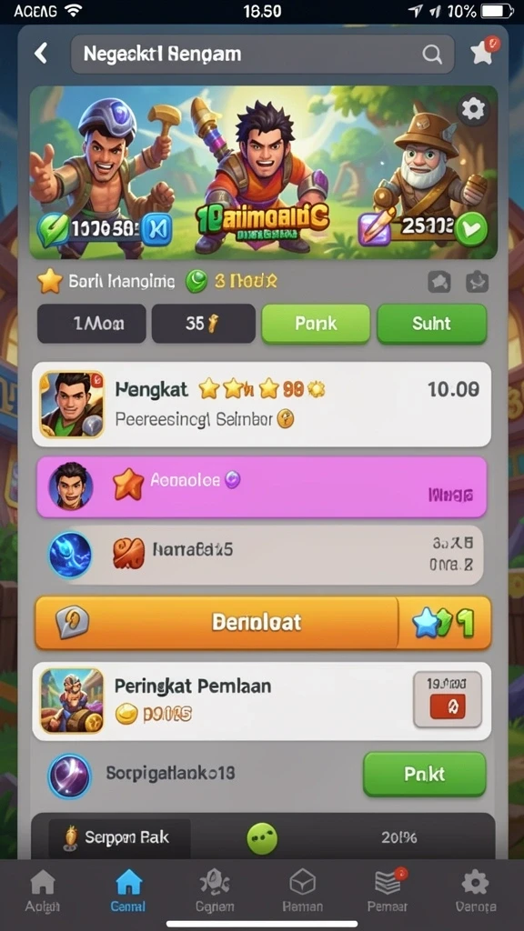 Beragam mode permainan yang dapat dipilih.